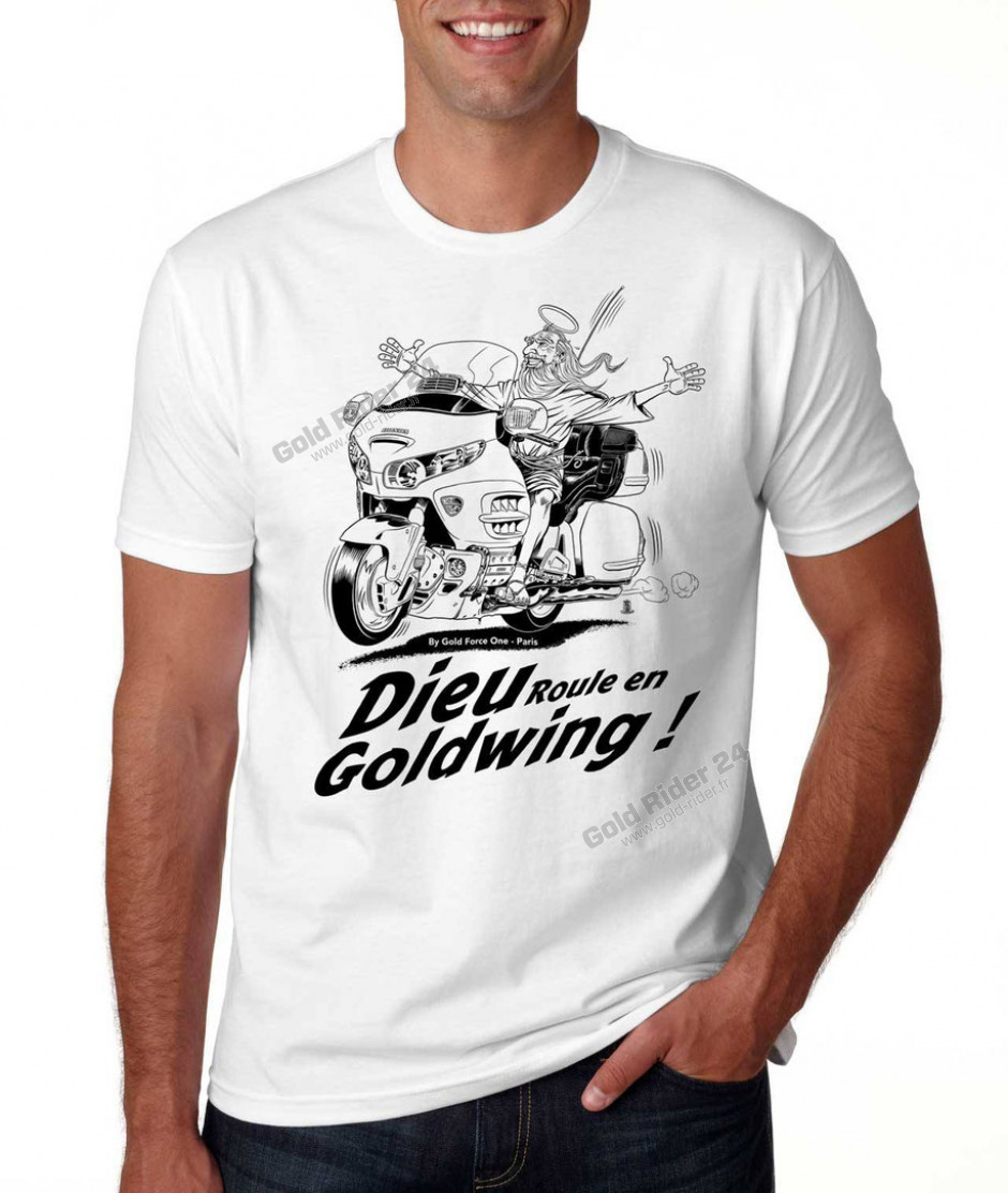T shirt dans navyblau avec une moto & Goldwing Motif Modèle Lets Roll