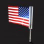 Porte drapeau lumineux, finition chrome