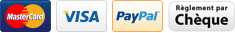 Paiement sécurisé CB, Visa, Mastercard, Paypal, chèque